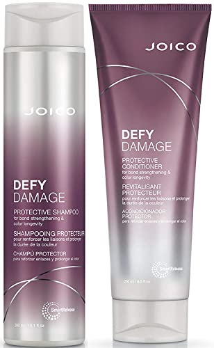 Joico Defy Damage Protective Shampoo and Conditioner Set, for Dry Damaged Hair, Deep Conditioner, Heat Protectant with Moringa Oil, Sulfate Free