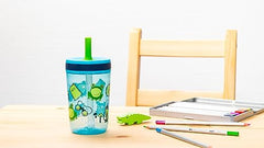 Zak Designs Kelso 15 oz Tumbler Set, (Campout) Non-BPA Leak-Proof Screw-On Lid with Straw Made of Durable Plastic and Silicone, Perfect Baby Cup Bundle for Kids (2pc Set)