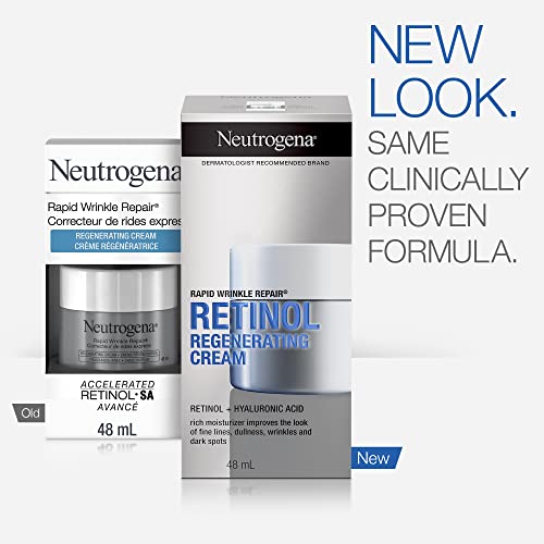 Neutrogena Rapid Wrinkle Repair Regenerating Cream - Retinol Face & Eye Moisturizer - Hyaluronic Acid Serum- 48 mL