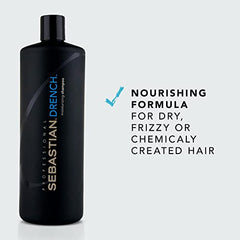 Sebastian Professional Drench Moisturizing Shampoo for Dry and Frizzy Hair, 33.8 fl oz