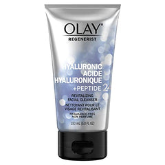 Olay Regenerist Hyaluronic + Peptide 24 Face Wash, Fragrance-Free, 150 mL, Silver