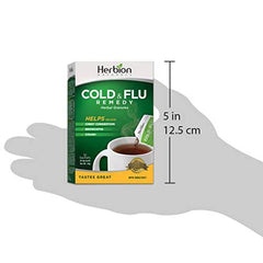 Herbion Naturals Cold & Flu Remedy Herbal Granules, 10 count sachets - Helps Relieve Cough and Chest Congestion