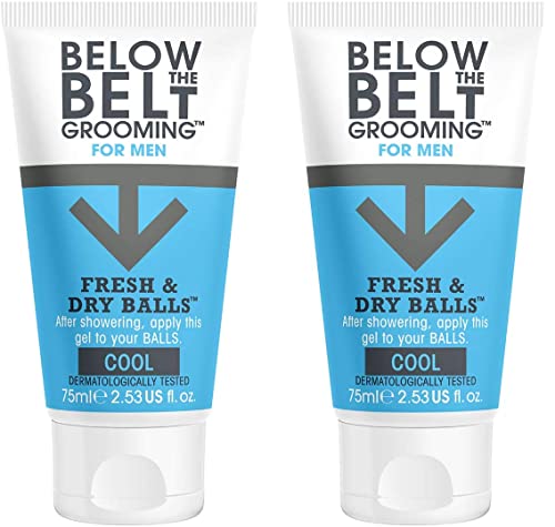 Below the Belt 2-Pack Ball Cream – Talc-Free Deodorant for Men’s Groin Area – Anti Chafing Soothing Gel Bundle (Peppermint Scented), Packaging may vary