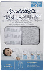 Swaddleme Arms Free Convertible Pod – Size Large, 4-6 Months, 2-Pack (Magic Marker) Zip-Up Baby Swaddle Helps Transition To Arms Out Sleep For Safe Rolling And Self-Soothing