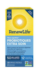 Renew Life® Probiotics Ultimate Flora® Extra Care ™ Probiotic, Helps relieve occasional constipation and flatulence, 50 Billion Active Cultures, 30 Vegetarian capsules