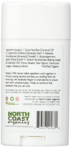 North Coast Organics 1006 Pepper organic deodorant (pink grapefruit/black pepper), 2.5 Ounce