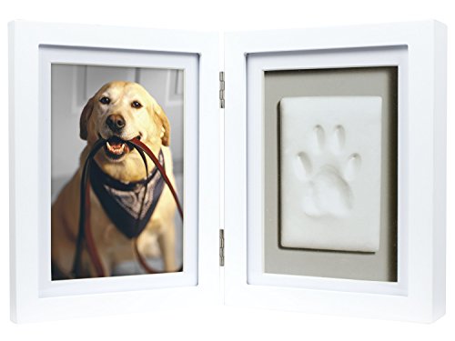 Pearhead Pet Pawprints Desk Picture Frame and Imprint Kit, DIY No-Bake Clay Pawprint Kit, Dog or Cat Paw Print Keepsake, Pet Memorial Picture Frame, Pet Lover Gifts