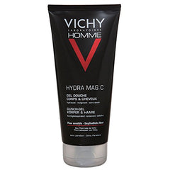 Vichy Homme Hydra Mag C Menâ€™s Body Wash Shower Gel for Body and Hair for Sensitive Skin, 6.76 Fl Oz