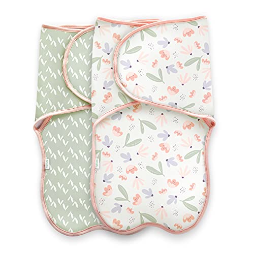 Ingenuity Farewell Fuss Adjustable Easy-Wrap 2-pk Baby Swaddle Set - Posy