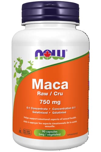 NOW Supplements Maca Extract 750mg Vegetable Capsules, 90 Count