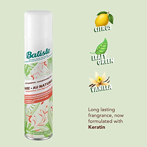 Batiste Dry Shampoo Spray, Bare Scent, Refresh Hair and Absorb Oil Between Washes, Waterless Shampoo for Added Hair Texture and Body, 200-ml