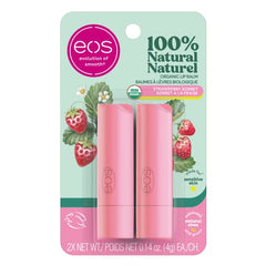 eos 100% Natural & Organic Lip Balm Stick, Strawberry Sorbet, All-Day Moisture, Made for Sensitive Skin, 4g, 2-Pack