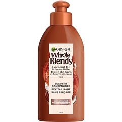 GARNIER Whole Blends Sustainably Sourced Coconut Oil and Cocoa Butter Leave in Conditioner Treatment to Smooth and Control Frizzy Hair, 5.1 Fl Oz