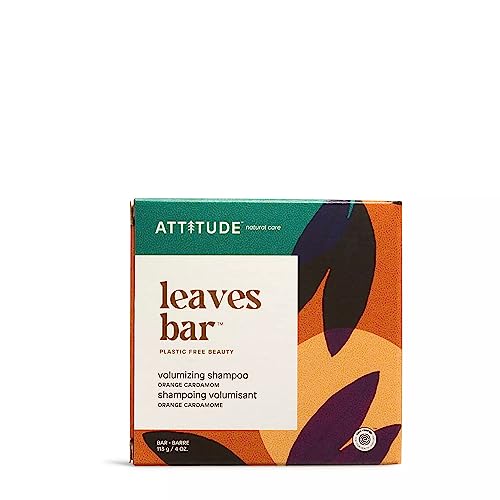 ATTITUDE Hair Shampoo Bar, EWG Verified and Plastic-free Beauty Care, Vegan and Cruelty-free, Volumizing, Orange Cardamom, 113 g