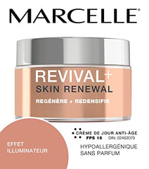 Marcelle Revival+ Skin Renewal Anti-Aging Day Cream SPF 15, All Skin Types, 45+, Redensifying, Moisturizing & Smoothing, Cruelty-Free, Hypoallergenic, Paraben-Free, Fragrance-Free, 50 mL