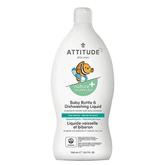 ATTITUDE Baby Bottle and Dishwashing Liquid, EWG Verified, No Dyes, Tough on Milk Residue and Grease, Vegan and Cruelty-Free, Pear Nectar, 700 mL