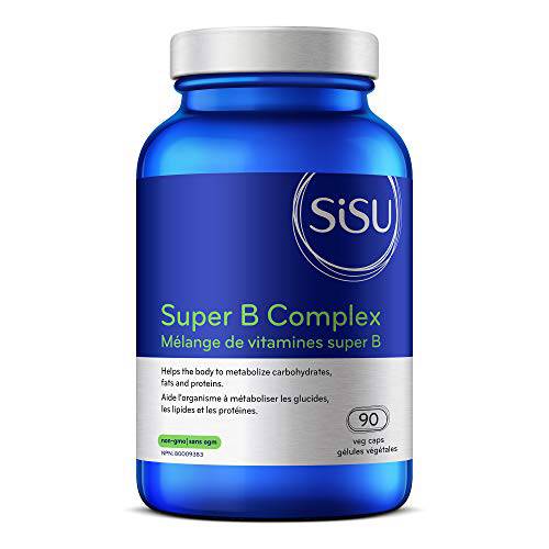 SISU Super B Complex, 90 Vegetable Caps - Complete B Complex Plus Choline and Inositol - Overall Health & Immune Support - Vegan, Non-GMO - Soy, Gluten & Dairy Free - 45 Servings (Pack of 1)