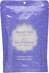 Alibi Epsom Salt Scented - Honey & Lavender Epsom Salts for soaking and bath salts - Natural Magnesium Sulfate Crystals - 3 Resealable Bags of 454 grams = 1.36 kg, White