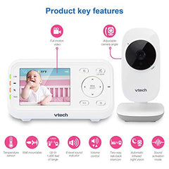 VTech VM3252-2 Digital Video Baby Monitor with 2.8" LCD 2 Cameras and Automatic Night Vision, 1 Count, White