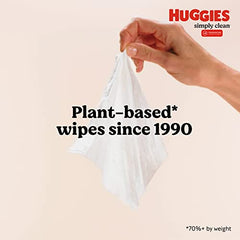 HUGGIES Baby Wipes, Huggies Simply Clean, UNSCENTED, Hypoallergenic, 3 Flip-Top Packs, 192 Count