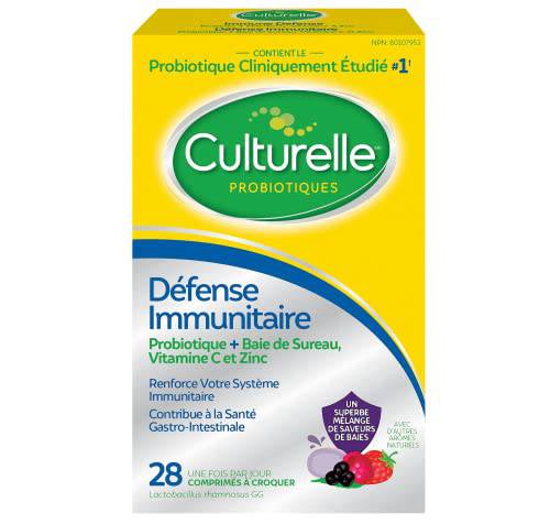 Culturelle Immune Defense, Probiotic + Elderberry, Vitamin C and Zinc, Immune Support for Adults, Mixed Berry Chewables, 28 Count