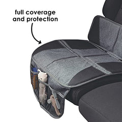 Diono Super Mat Car Seat Protector for Infant Car Seat, Booster Seat and Pets, Crash Tested, Thick Padding, Non Slip Backing, Durable, Water Resistant Protection, 3 Handy Mesh Storage Pockets, Gray