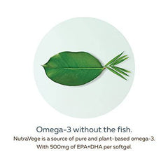 NutraVege Omega-3, Plant Based, Liquid Gels, Fresh Mint, 30 softgels