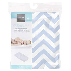 Kushies Baby Contour Change Pad Cover Ultra Soft 100% Cotton Flannel, Made in Canada, Blue Chevron