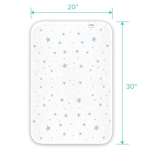 Kushies Deluxe Waterproof Changing Pad Liners - 20 x 30 inches Baby Changing Table Liners - Baby Changing Pads - Diaper Changing Flat Liner Pad Waterproof Portable (White w/Blue Stars)