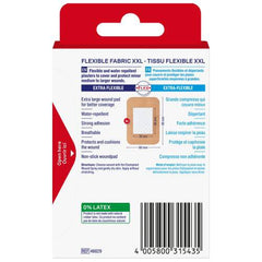 Elastoplast Flexible Fabric XXL Adhesive Bandages, 5 Strips, beige | Larger Pad for Better Coverage | Extra Flexible | Adapts to all your movements | Strong Adhesion | Breathable Material | Water-repellent | Bacteria Shield | Latex Free