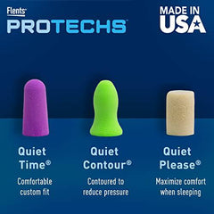 Flents Foam Ear Plugs, 50 Pair for Sleeping, Snoring, Loud Noise, Traveling, Concerts, Construction, & Studying, NRR 33, Purple, Made in the USA