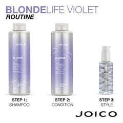 Joico Blonde Life Violet Purple Conditioner, Neutralizes Brassy Tones for Blonde Hair, Strengthen Dry Damaged Hair, with Rosehip Oil and Keratin