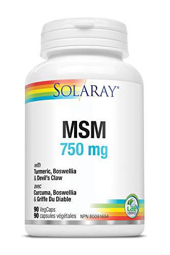 SOLARAY – MSM, 750mg | Turmeric, Boswellia & Devil’s Claw | Bone & Joint Health | Dietary Supplement | Non-GMO, Vegan, Lab Verified | 90 Vegetarian Capsules