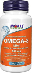 NOW Supplements Omega-3 Mini 500mg (36/24) Softgels, 90 Count