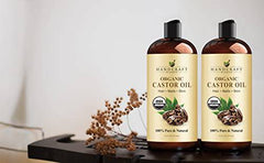 Handcraft Organic Castor Oil for Hair Growth, Eyelashes and Eyebrows - 100% Pure and Natural Carrier Body Oil for Aromatherapy,Moisturizing, Massage - 16 fl. Oz