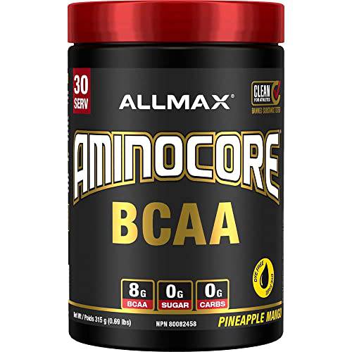 ALLMAX Nutrition - Aminocore BCAA - 8g BCAAs - 100% Pure Branch Chained Amino Acids - Gluten Free - Pineapple Mango - 315 Gram