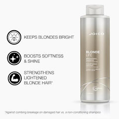 Joico Blonde Life Brightening Blonde Shampoo, Neutralizes Brassy Tones, Protect and Strengthen Bleached Hair, Anti Frizz with Coconut Oil, Sulfate Free