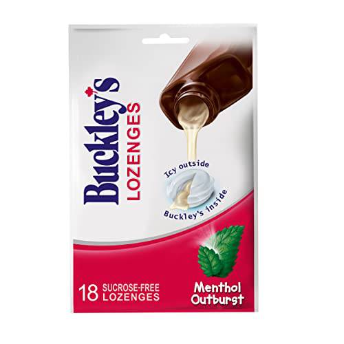 Buckley's Lozenges Cough Lozenges, Menthol Outburst, 18 Count, Mint Flavoured Cough Drops (Packaging May Vary)