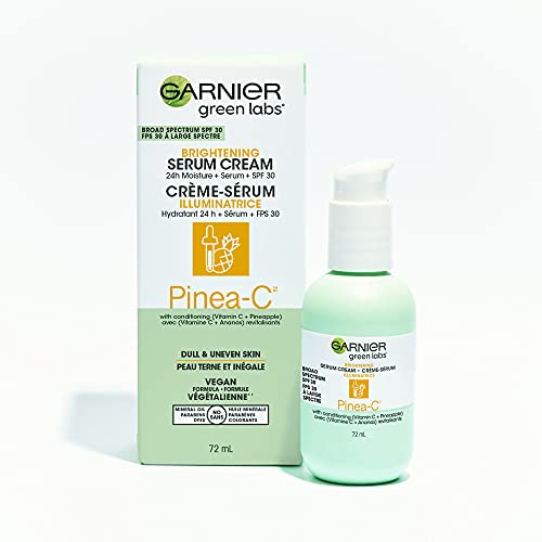 Garnier Green Labs Pinea-C Brightening Serum Cream, With Conditioning Vitamin C + Pineapple, Hydrates & Brightens Skin, Broad Spectrum SPF30, For Dull & Uneven Skin Including Sensitive Skin, 72 ml