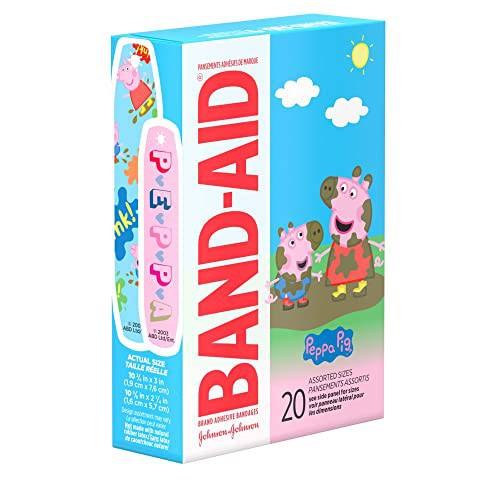 Band-Aid Brand Adhesive Bandages Peppa Pig - Self Adhesive Wound Care Skin Dressing - Assorted Sizes, 20 Count - Zecoya