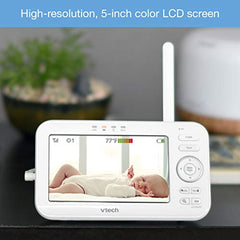 VTech VM5262 5" Digital Video Baby Monitor with Pan & Tilt Camera, White, One Size