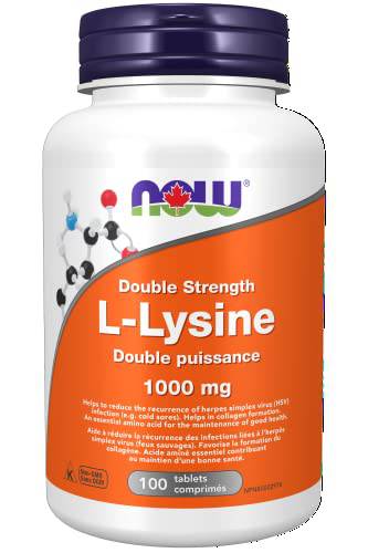 NOW Supplements L-Lysine 1000mg Extra Strength Tablets, 100 Count