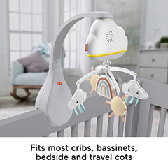 Fisher-Price Rainbow Showers Bassinet to Bedside Mobile, tabletop soother and nursery sound machine for newborn baby to toddler, Multicolor, HBP40