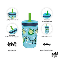 Zak Designs Kelso 15 oz Tumbler Set, (Campout) Non-BPA Leak-Proof Screw-On Lid with Straw Made of Durable Plastic and Silicone, Perfect Baby Cup Bundle for Kids (2pc Set)