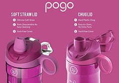 Pogo Tritan Water Bottle with Soft Straw, Fuchsia, 32 Oz.