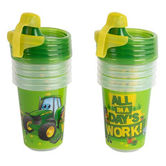 The First Years Take & Toss John Deere Sippy Cups with Lids - 10 Oz - 10 Cup Kids' Party Pack Includes 2 Travel Caps