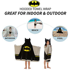 Franco Kids Bath and Beach Super Soft Cotton Hooded Towel Wrap, 24 in x 50 in, Batman