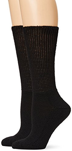 Dr. Scholl's Women's Extra Wide Diabetic Crew Sock, Black, Medium, 4-10