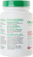 Organika Alpha Lipoic Acid (High Potency)- Liver Support, Antioxidant- 120caps