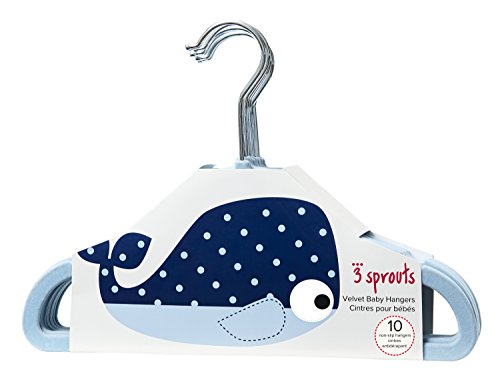 3 Sprouts Velvet 10 Piece Non-Slip Baby Hangers, Blue